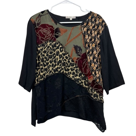 Spencer Alexis Size 12 Floral Lace Tunic Top Mixed Fabric Whimsigoth Artsy Fairy - Picture 1 of 7